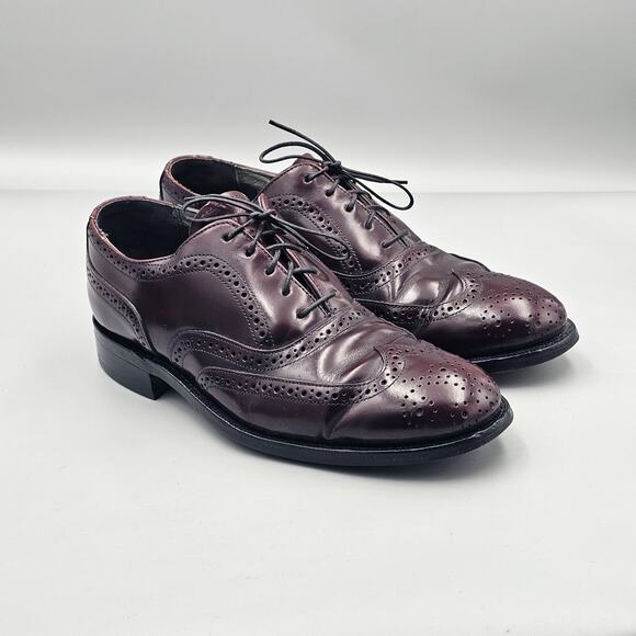 Stafford Men's Size 7 US Comfort Plus Burgundy USA-Made Wingtip Brogue Oxfords - Picture 1 of 8